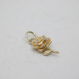 Sterling Silver Single Rose Flower Stamped "MUM" Charm Pendant Vintage c1970s