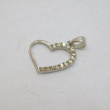 Sterling Silver Crystal Offset Open Heart Charm Pendant Modern c2000s