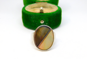 Sterling Silver Abalone & Mother Of Pearl Abstract Ring Vintage c1970 Size N 1/2