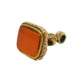 George III Gold Cased & Carnelian Agate Floral Chased Fob Seal Antique