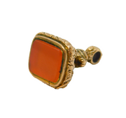 George III Gold Cased & Carnelian Agate Floral Chased Fob Seal Antique