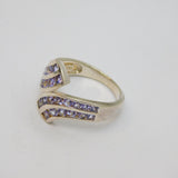 Sterling Silver Graduating Tanzanite Crossover Dress Ring Vintage c1990 Size O