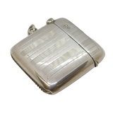 Edwardian Sterling Silver Lined Pattern Vesta Case Antique 1909 Chester