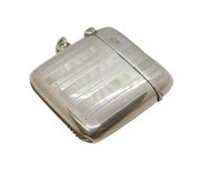 Edwardian Sterling Silver Lined Pattern Vesta Case Antique 1909 Chester