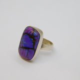 Sterling Silver Chunky Natural Purple Stone Statement Ring Vintage c1970 Size O
