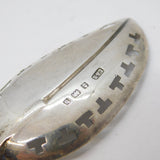 Victorian Sterling Silver Leaf Pattern Tea Caddy Spoon Antique 1901 Birmingham