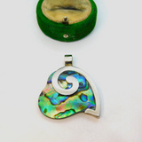 Sterling Silver Abalone Shell Heart Charm Pendant Vintage c1970