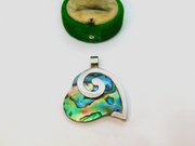 Sterling Silver Abalone Shell Heart Charm Pendant Vintage c1970