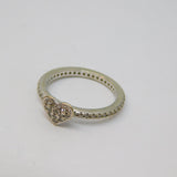 Sterling Silver Paste Set Heart & Band Dress Ring Vintage c1970 Size M