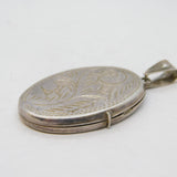 Sterling Silver Floral Pattern Locket Pendant Vintage c1970s