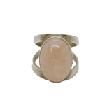 Scottish Sterling Silver Cabochon Rose Quartz Statement Ring Modern c1990 Size M