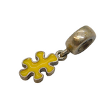 Sterling Silver Enamel Puzzle Piece Charm Pendant Vintage c1970s