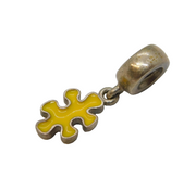 Sterling Silver Enamel Puzzle Piece Charm Pendant Vintage c1970s