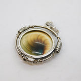 Studio Sterling Silver & Cowrie Shell Drop Pendant Vintage c1970s