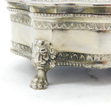 Silver Plated Lion Mask Feet Jewellery Box Vintage c1970s