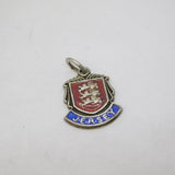 Sterling Silver Enamel Jersey Souvenir Shield Charm Pendant Vintage c1970