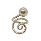 Sterling Silver Swirl & Sphere Wrap-Around Statement Ring Vintage c1970 Size L