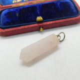Sterling Silver Rose Quartz Icicle Charm Pendant Vintage c1970