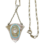 Charles Horner Art Deco Sterling Silver & Enamel Pendant Necklace Antique 1912
