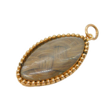 Georgian 9ct Rose Gold Woven Hair Set Mourning Pendant Antique c1790s