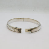 Sterling Silver Floral Pattern Hingled Bangle Bracelet Vintage 1959 Birmingham