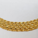 Italian Gold On Sterling Silver Flat Braided Collar Necklace Contemporary c2000