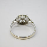 9ct White Gold Diamond Set Floral Dress Ring Vintage c1980 Birmingham