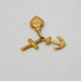 9ct Yellow Gold Faith, Hope & Charity Charm Pendant Vintage c1970