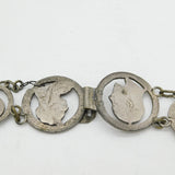 Edwardian Silver Plated Victoria & Edward Coin Crafted Panel Belt Antique c1910
