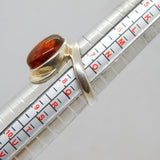 Sterling Silver Oval Baltic Amber Swirl Front Band Ring Modern c2000 Size P 1/2