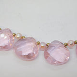 Sterling Silver, Simulated Pearl & Faceted Pink Quartz Necklace Vintage