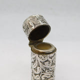 Victorian Sterling Silver Floral Pattern Scent Bottle Antique 1886 Birmingham