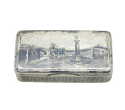 19th Century Russian Silver Niello Palace Square Snuff Box Antique 1850 Moscow