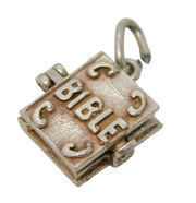 Sterling Silver Opening Bible Charm Pendant Vintage c1970