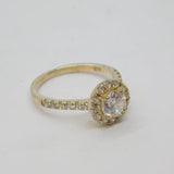 Sterling Silver CZ Set Cluster Engagement Band Ring Vintage c1990 Size N