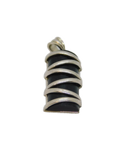Sterling Silver Black Onyx Zigzag Pattern Charm Pendant Modern c2000s