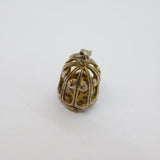 Sterling Silver Bird In Cage Charm Pendant Vintage c1970s