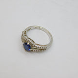 Sterling Silver Blue & Clear CZ Twist Front Dress Band Ring Modern c1990 Size N
