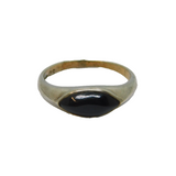 Sterling Silver Black Onyx Agate Ellipse Dress Ring Vintage c1970 Size P 1/2
