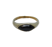 Sterling Silver Black Onyx Agate Ellipse Dress Ring Vintage c1970 Size P 1/2