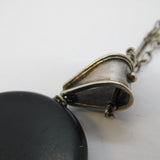 19th Century Sterling Silver Pietra Dura Lily Flower Pendant Necklace Antique