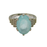 Sterling Silver Blue Topaz & Spinel Art Deco Dress Ring Antique c1930 Size L
