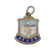 Sterling Silver Enamel Devon Shield Charm Pendant Vintage c1970