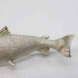 18ct White Gold & Diamond Eye Leaping Salmon Fish Brooch Vintage London
