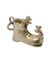 Sterling Silver Mice in the Boot Charm Pendant Vintage c1970