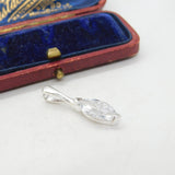 Sterling Silver Diamond Paste Drop Charm Pendant Vintage c1970