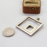 Sterling Silver Large Modernist Mother of Pearl Set Charm Pendant Vintage c1970
