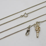 19th Century Sterling Silver Long Guard Chain & Watch Key Antique c1890s