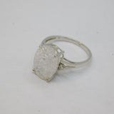 Sterling Silver Crackle Quartz Solitaire Dress Ring Modern c2000 Size P 1/2