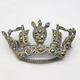 WWII-era Sterling Silver Marcasite Royal Navy Sweetheart Brooch Antique c1940
